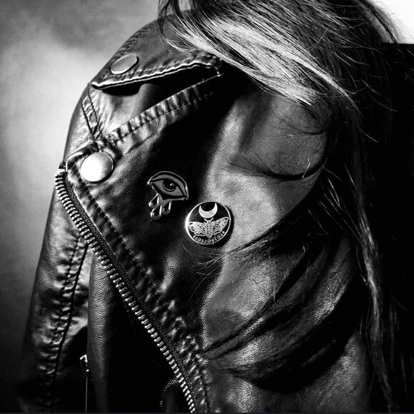 Bird Ov Prey Black Tears Silver Metal Enamel Pin - Crying, Mourning, Emo, Goth - Picture 5 of 5